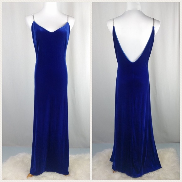 Dave & Johnny Dresses & Skirts - Dave & Johnny Blue Velvet Rhinestone Evening Gown
